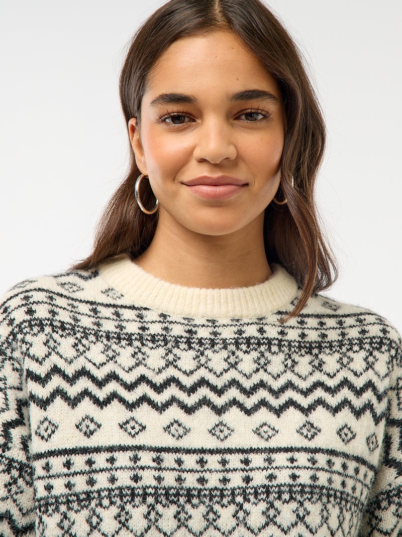 Jersey de punto grueso con cuello redondo Negro - Kiabi