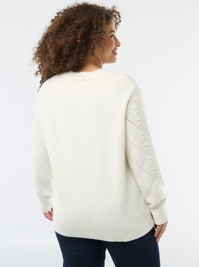 Jersey de punto grueso con estampado de corazones Blanco - Kiabi