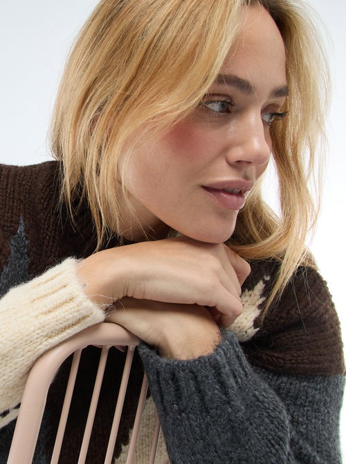 Jersey de punto grueso con estampado de rombos - Kiabi