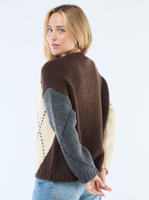 Jersey de punto grueso con estampado de rombos - Kiabi