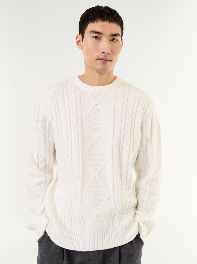 Jersey de punto grueso con ochos Blanco - Kiabi