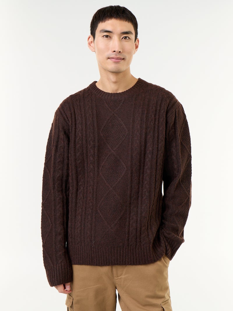 Jersey de punto grueso con ochos Marron - Kiabi
