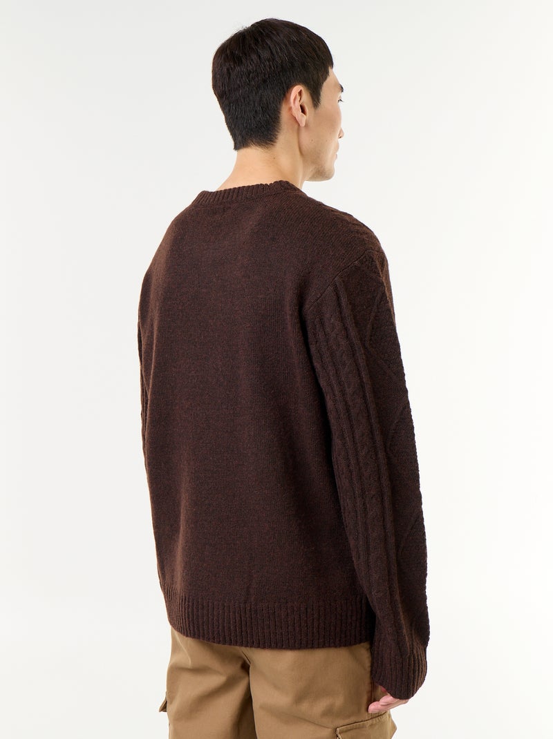 Jersey de punto grueso con ochos Marron - Kiabi