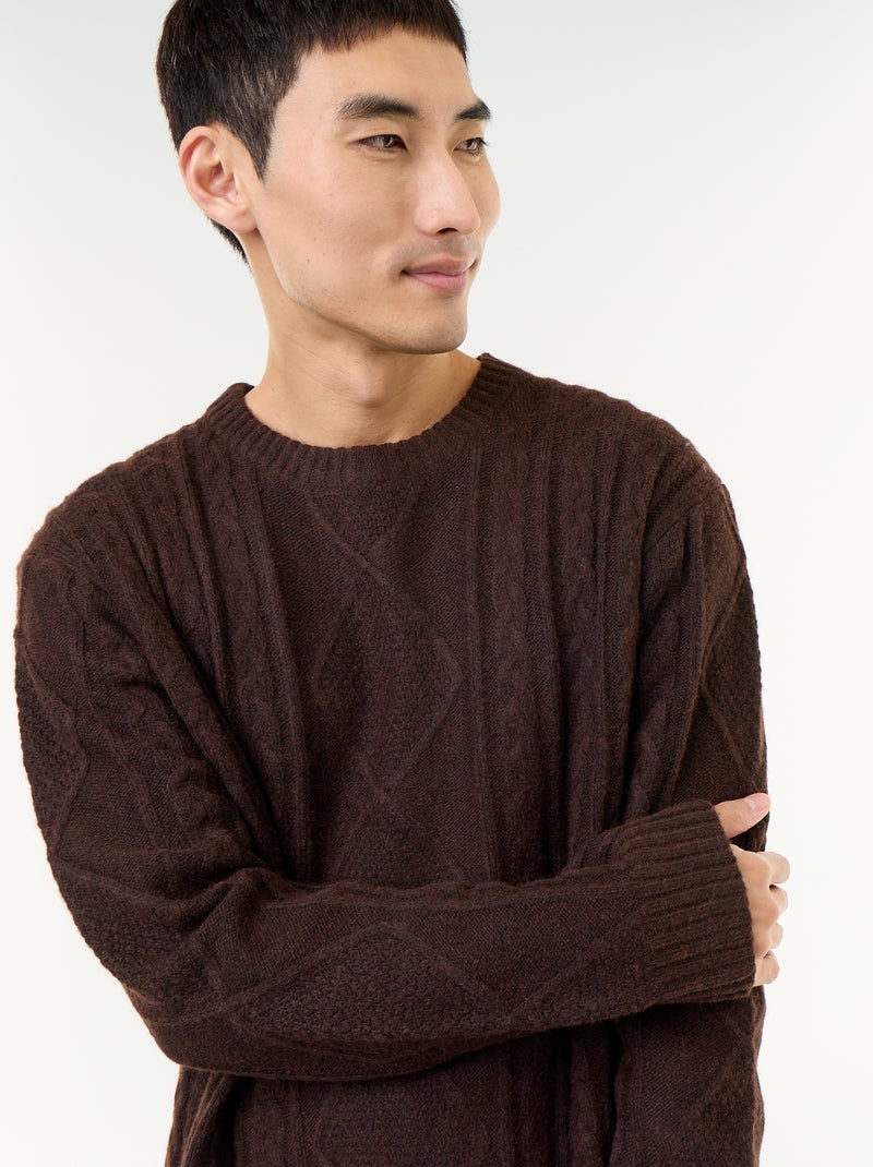 Jersey de punto grueso con ochos Marron - Kiabi