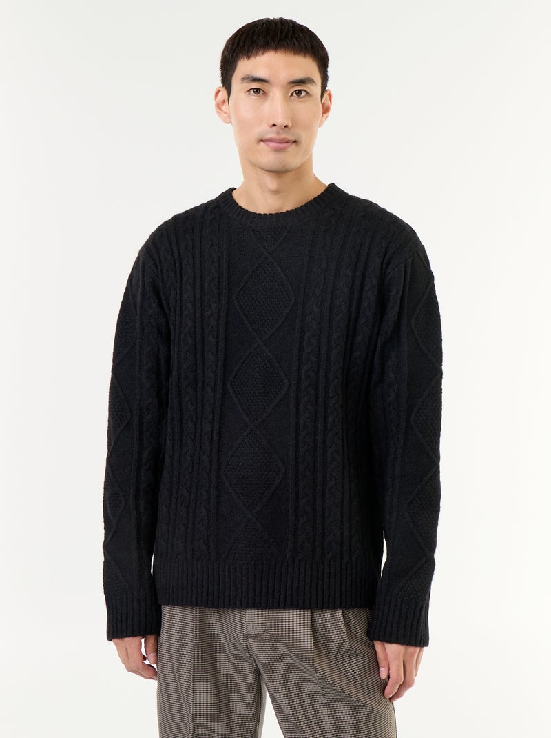 Jersey de punto grueso con ochos Negro - Kiabi