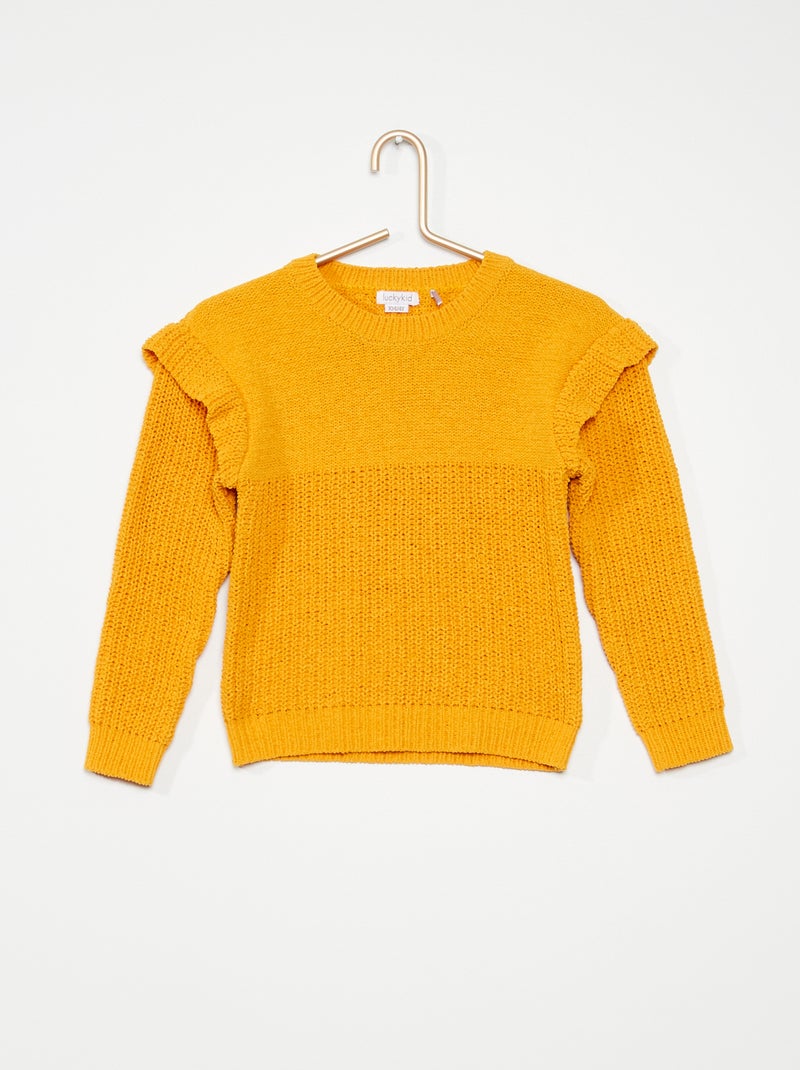 Jersey de punto grueso con volantes NARANJA - Kiabi