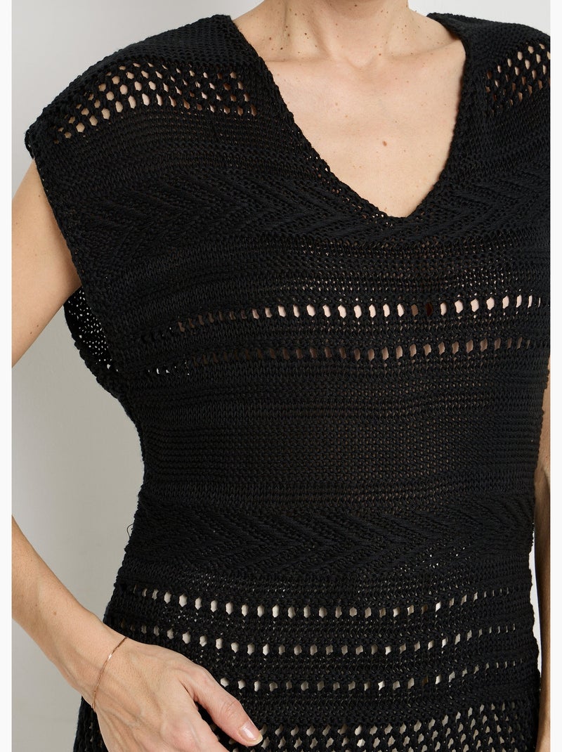 Jersey de punto grueso de manga corta - Afibel Negro - Kiabi