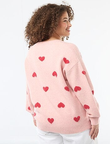 Jersey de punto grueso estampado de corazones