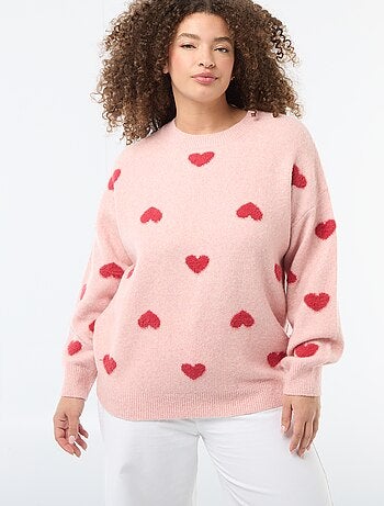 Jersey de punto grueso estampado de corazones