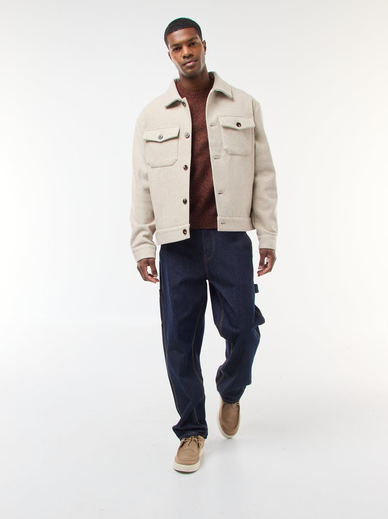 Jersey de punto grueso liso Marron - Kiabi
