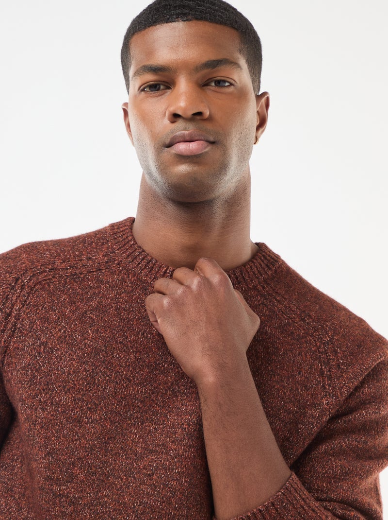 Jersey de punto grueso liso Marron - Kiabi