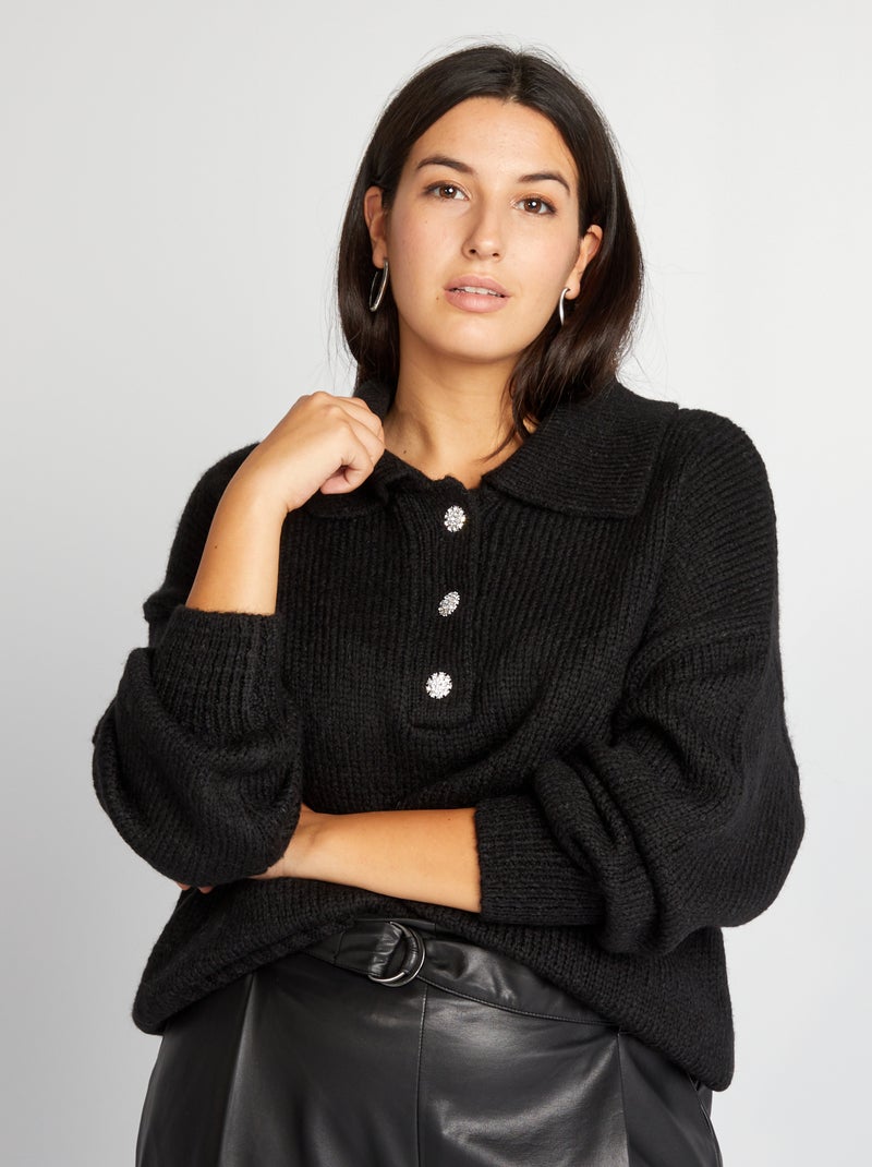 Jersey de punto grueso negro - Kiabi