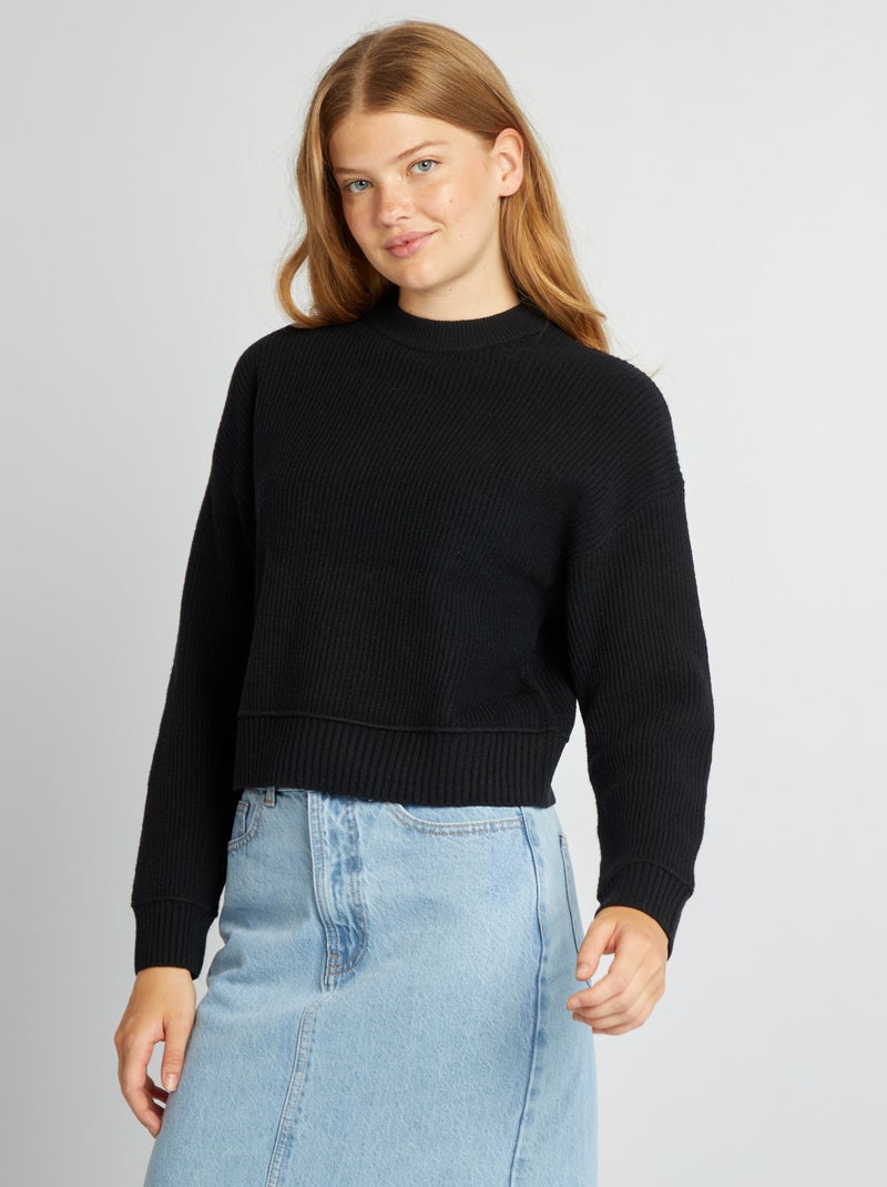 Jersey de punto grueso negro - Kiabi