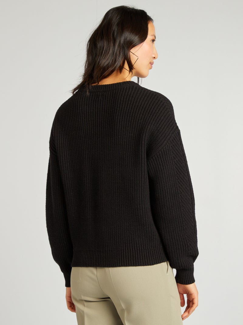 Jersey de punto grueso negro - Kiabi