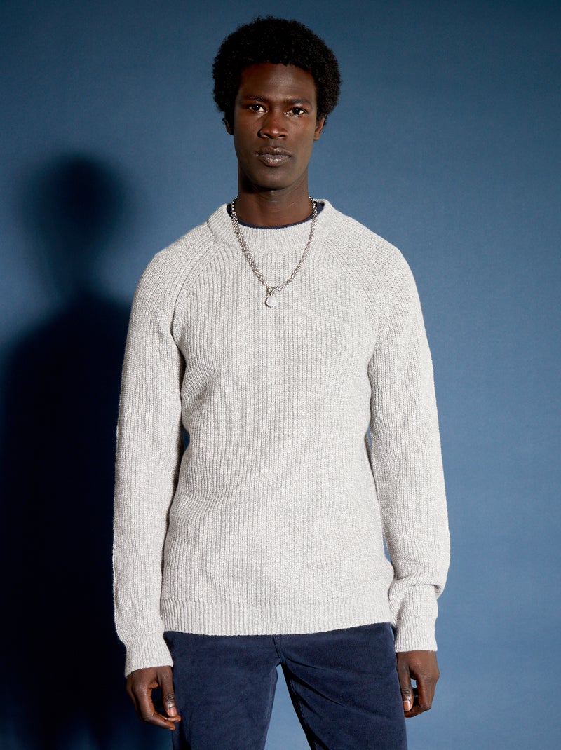Jersey de punto grueso y cuello redondo GRIS - Kiabi