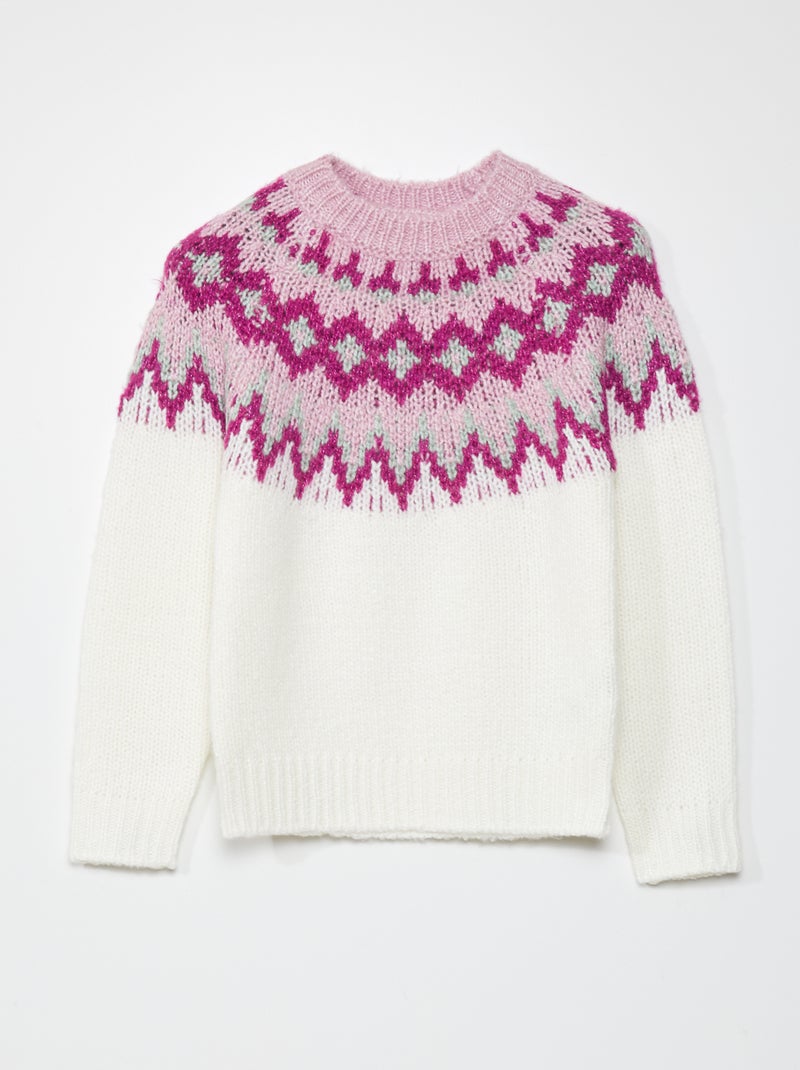 Jersey de punto jacquard Blanco - Kiabi