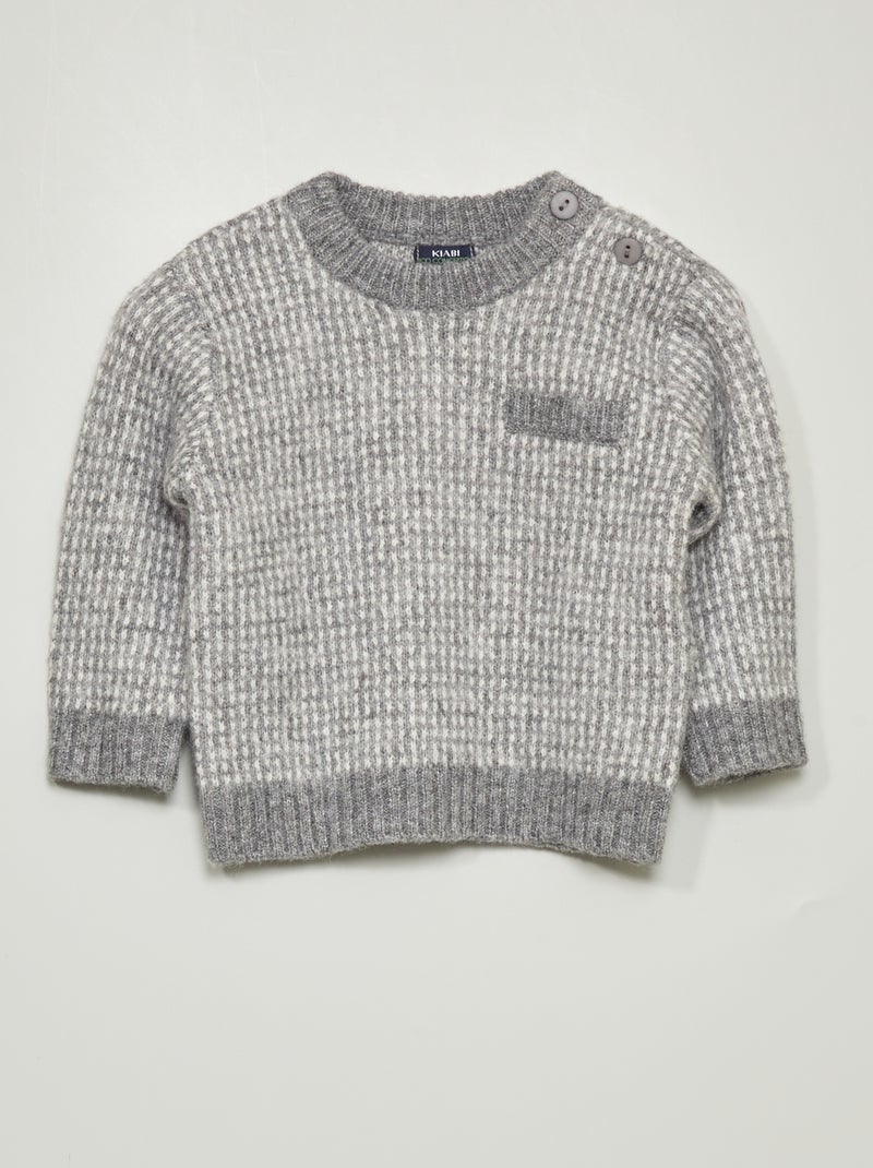 Jersey de punto jacquard con cierre en el hombro GRIS - Kiabi