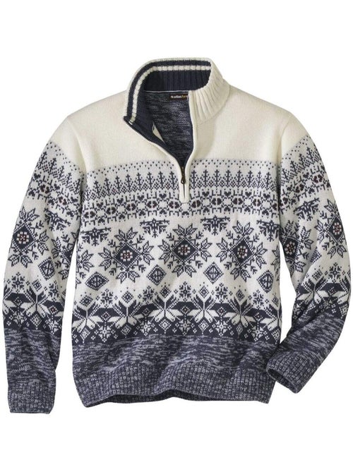 Jersey de punto jacquard con cuello camionero y cremallera - Kiabi Jersey de punto jacquard con cuello camionero y cremallera - Kiabi