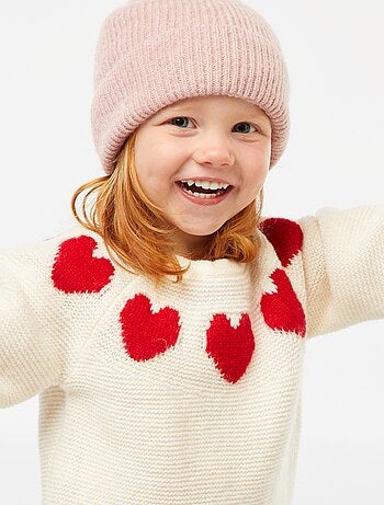 Jersey de punto jacquard con motivos de corazones