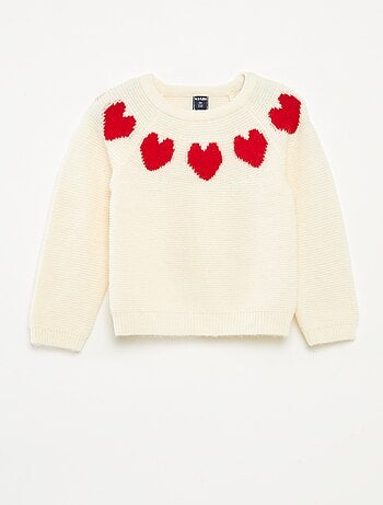Jersey de punto jacquard con motivos de corazones