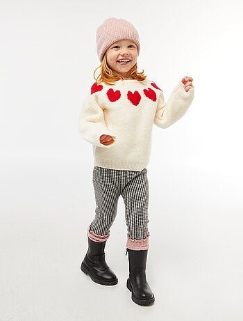 Jersey de punto jacquard con motivos de corazones
