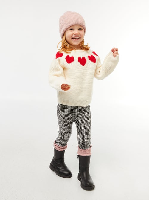 Jersey de punto jacquard con motivos de corazones - Kiabi