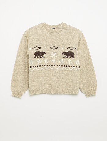 Jersey de punto jacquard con motivos de "oso