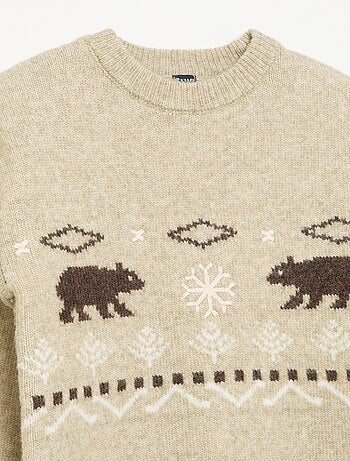 Jersey de punto jacquard con motivos de "oso