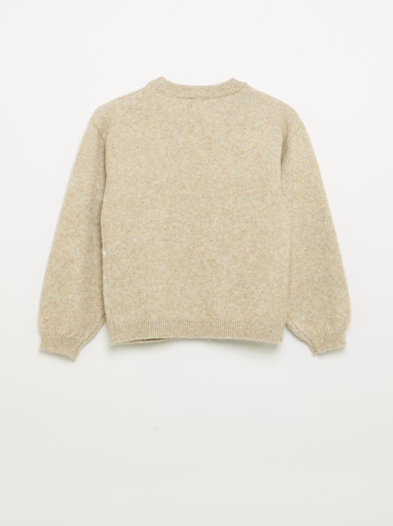 Jersey de punto jacquard con motivos de "oso" Beige - Kiabi