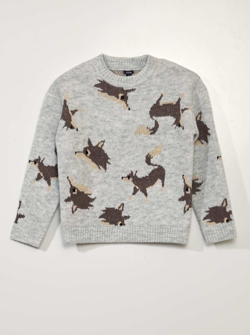 Jersey de punto jacquard GRIS - Kiabi