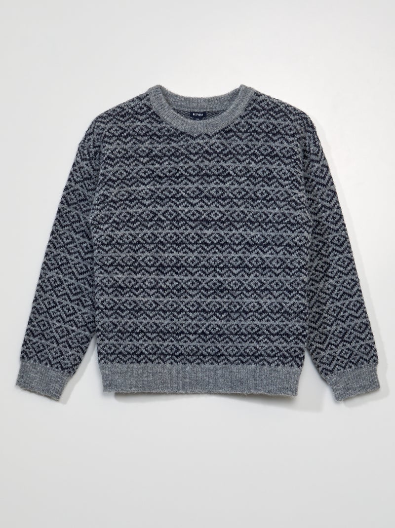 Jersey de punto jacquard GRIS - Kiabi