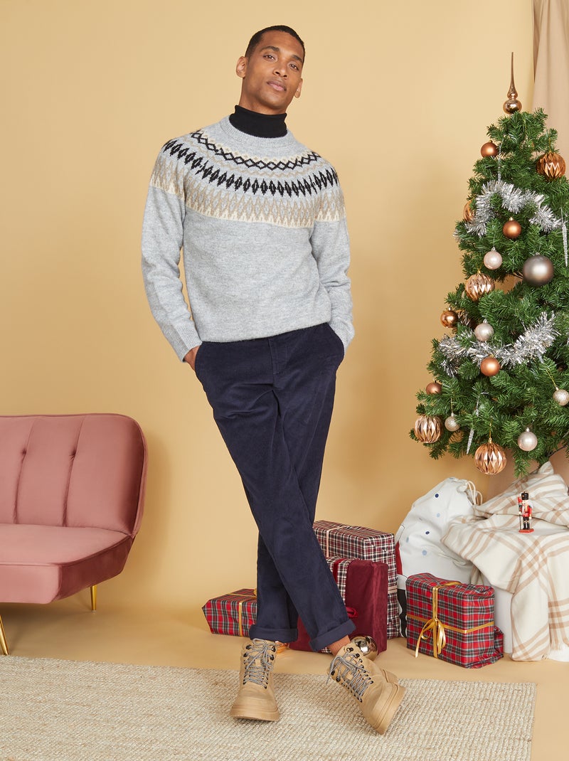 Jersey de punto jacquard GRIS - Kiabi