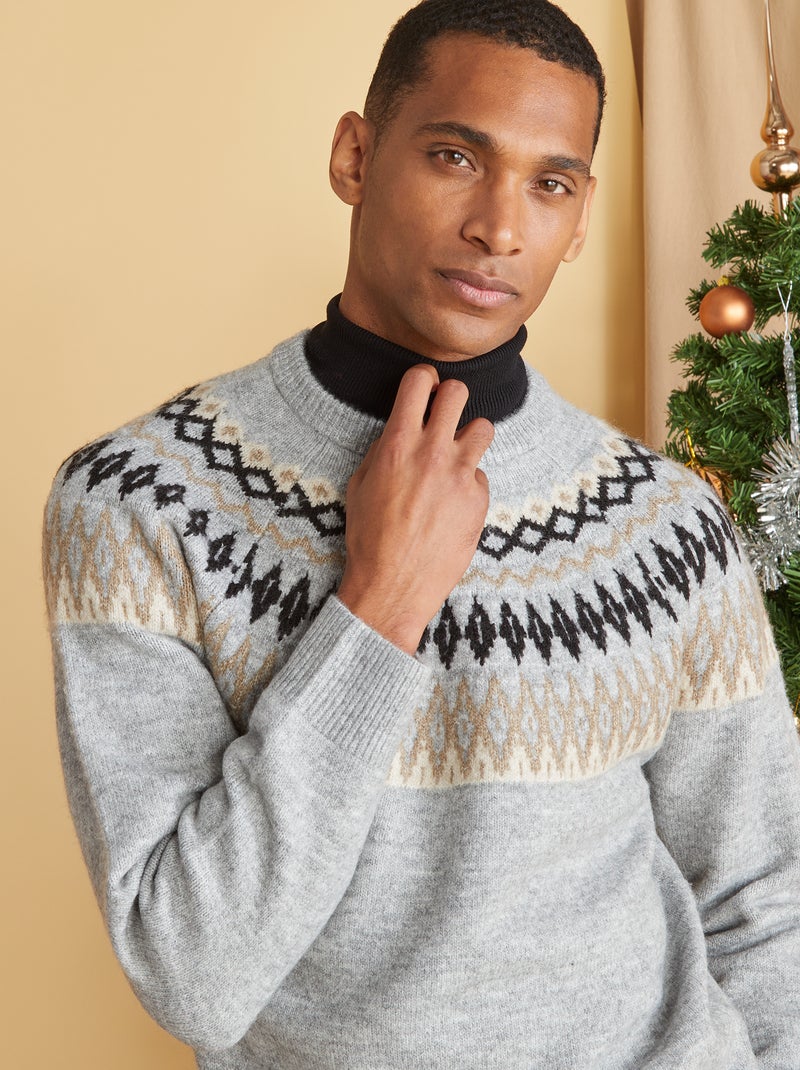 Jersey de punto jacquard GRIS - Kiabi