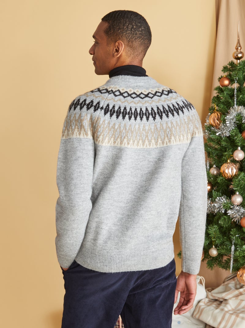 Jersey de punto jacquard GRIS - Kiabi