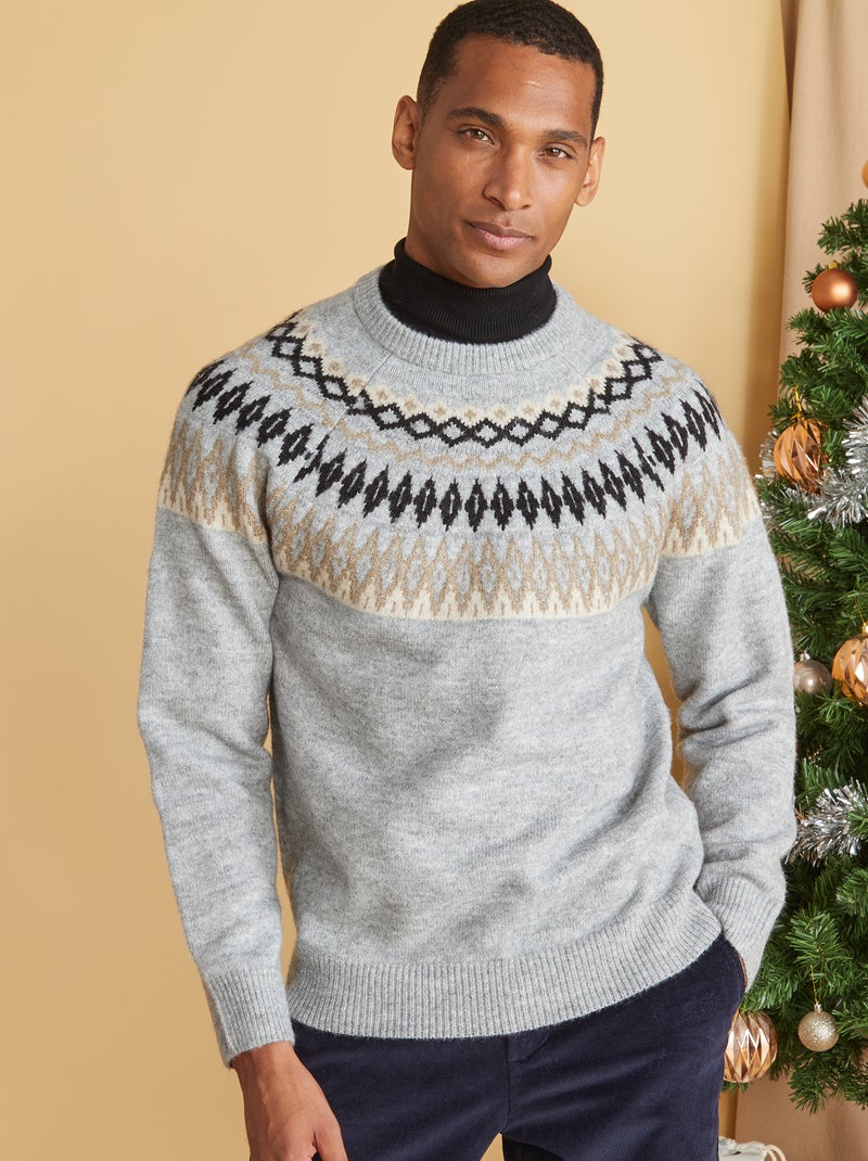 Jersey de punto jacquard GRIS - Kiabi