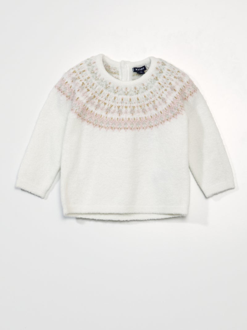 Jersey de punto jacquard suave BLANCO - Kiabi