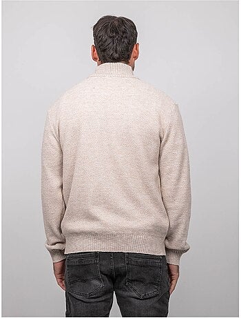 Jersey de punto jaspeado con cuello alto abotonado lookies