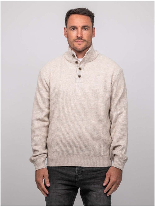 Jersey de punto jaspeado con cuello alto abotonado lookies - Kiabi Jersey de punto jaspeado con cuello alto abotonado lookies - Kiabi