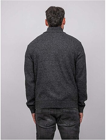 Jersey de punto jaspeado con cuello alto abotonado lookies