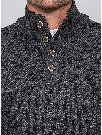 Jersey de punto jaspeado con cuello alto abotonado lookies