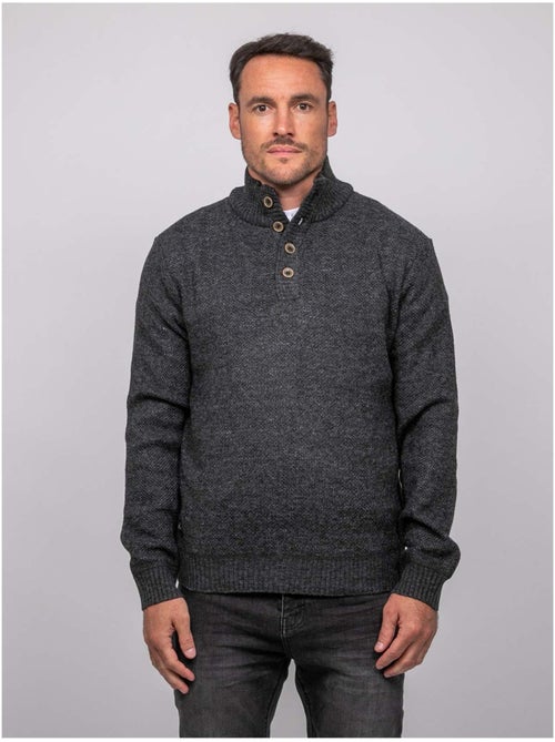 Jersey de punto jaspeado con cuello alto abotonado lookies - Kiabi Jersey de punto jaspeado con cuello alto abotonado lookies - Kiabi