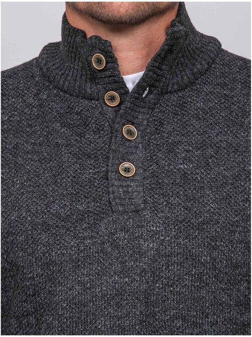 Jersey de punto jaspeado con cuello alto abotonado lookies - Kiabi Jersey de punto jaspeado con cuello alto abotonado lookies - Kiabi