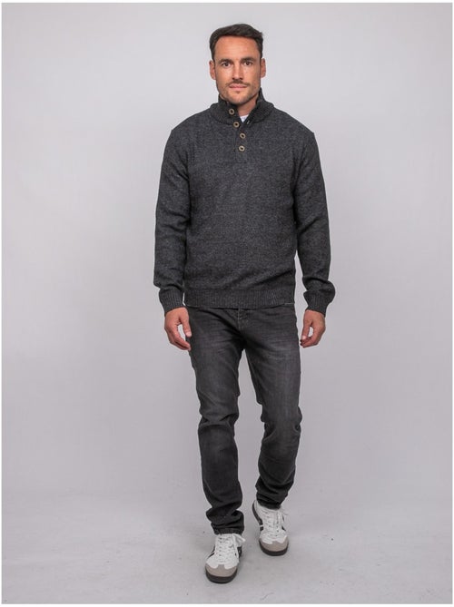 Jersey de punto jaspeado con cuello alto abotonado lookies - Kiabi Jersey de punto jaspeado con cuello alto abotonado lookies - Kiabi