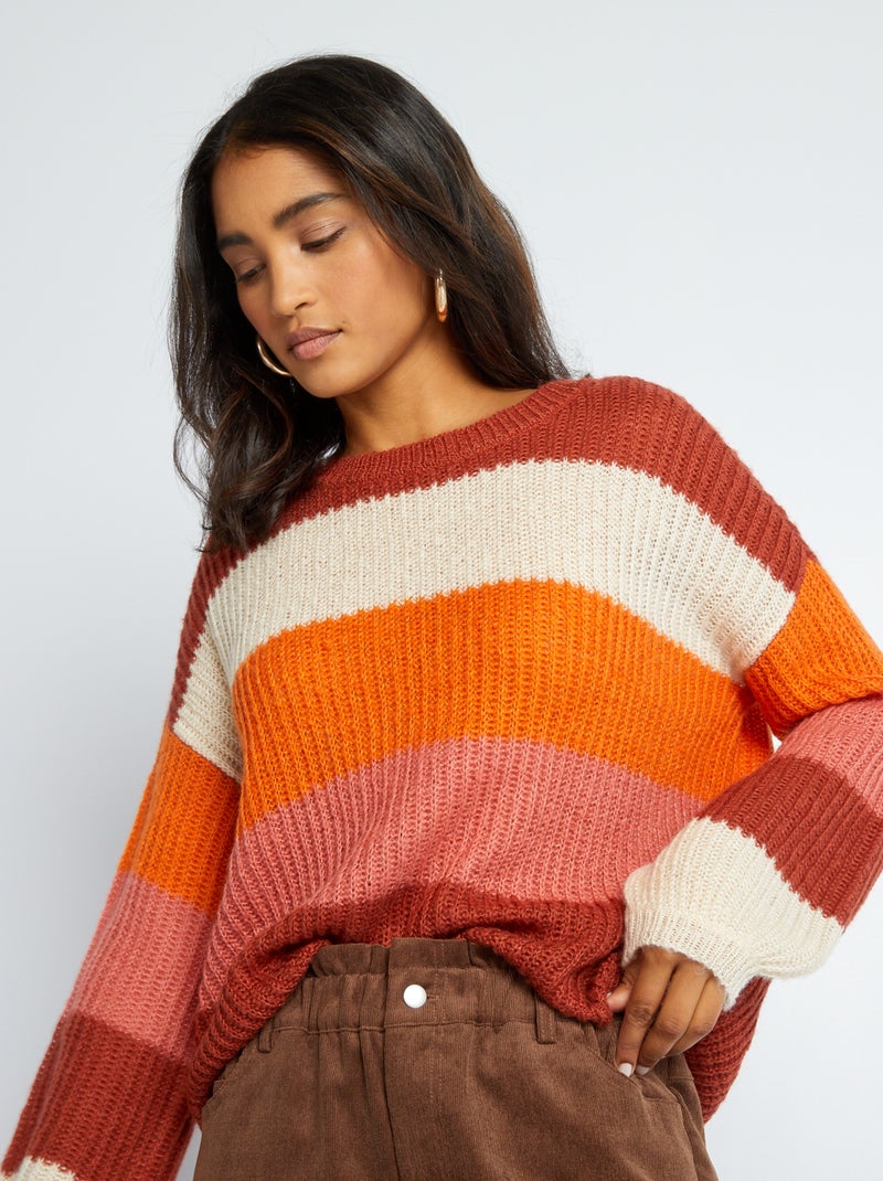 Jersey de punto 'JDY' a rayas naranja - Kiabi