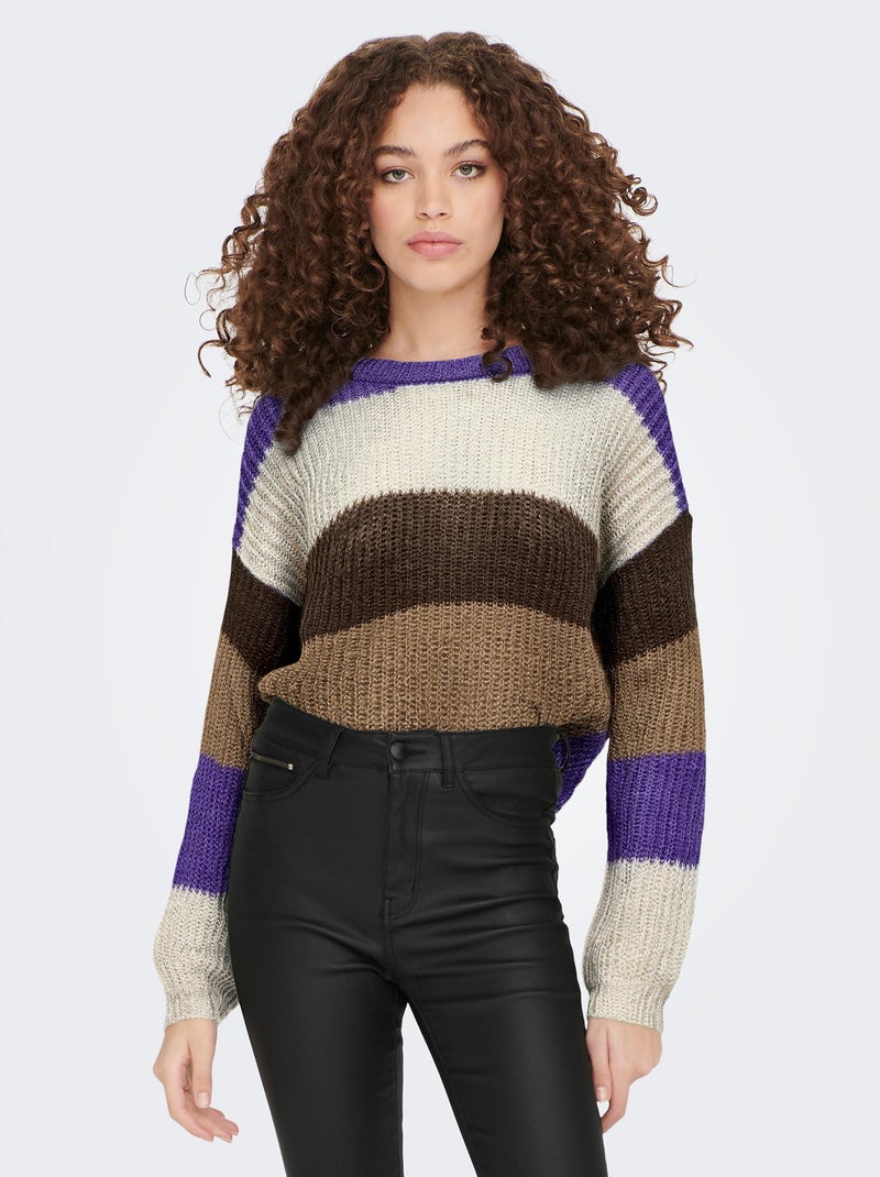 Jersey de punto 'JDY' a rayas violeta - Kiabi