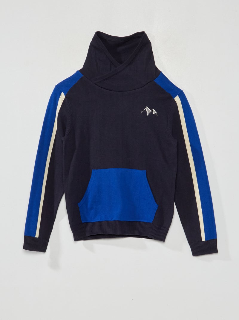 Jersey de punto ligero con bolsillo canguro AZUL - Kiabi