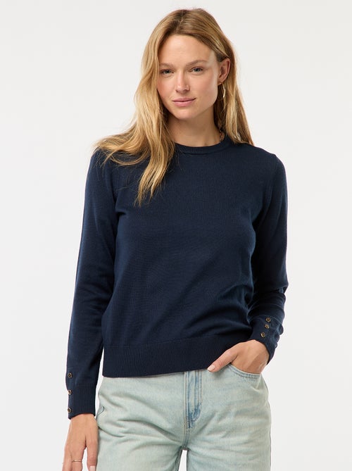 Jersey de punto ligero con cuello redondo - Kiabi