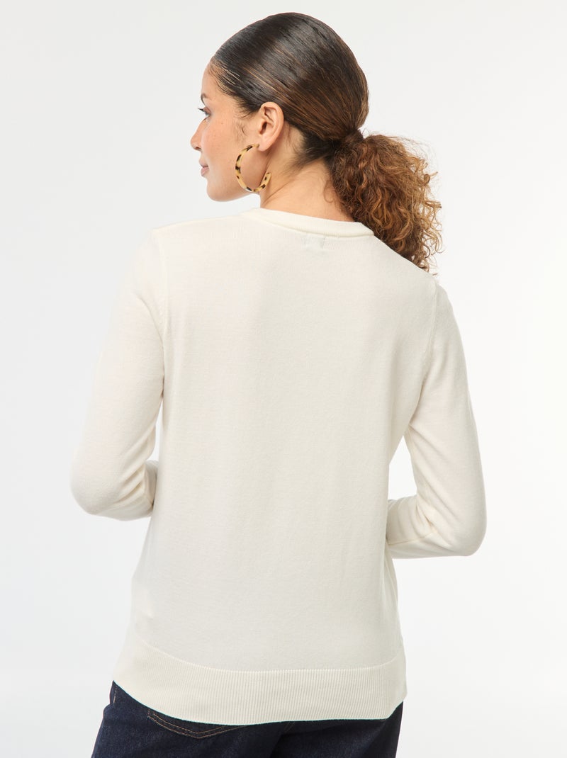 Jersey de punto ligero con cuello redondo Blanco - Kiabi