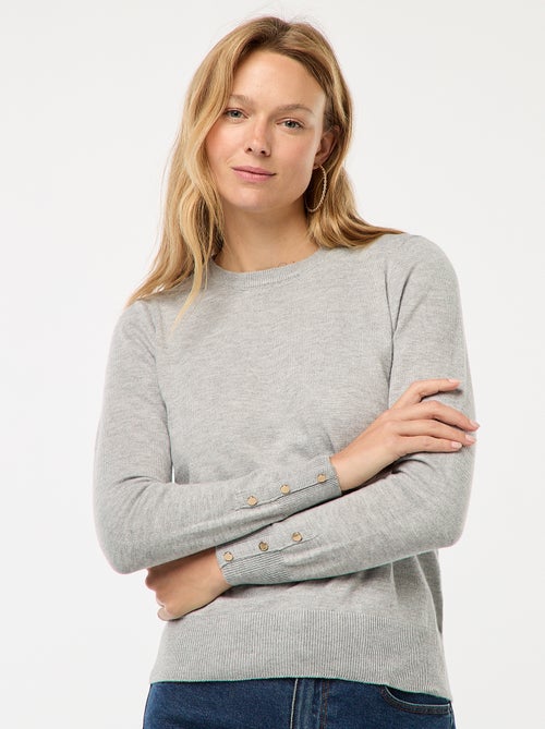 Jersey de punto ligero con cuello redondo - Kiabi
