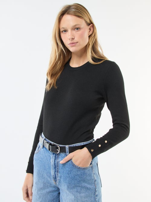 Jersey de punto ligero con cuello redondo - Kiabi